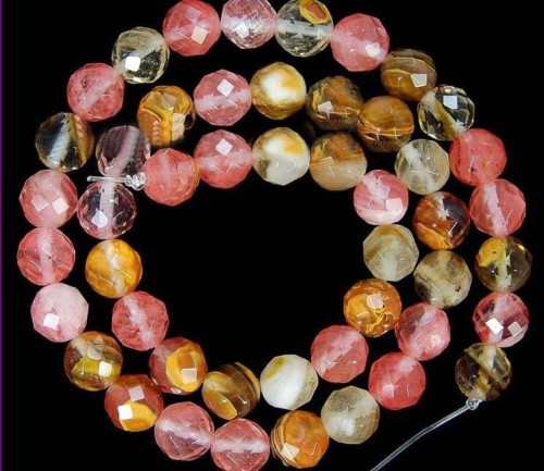 8mm Faceted Watermelon Tourmaline Gem Loose Bead 15" My Only Strand