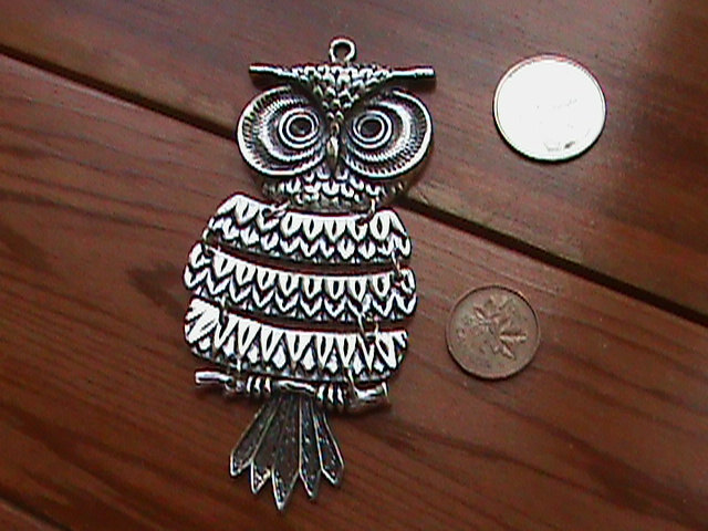 1 Silver Tone Owl Charm Pendants Necklace 10.4x4.8cm